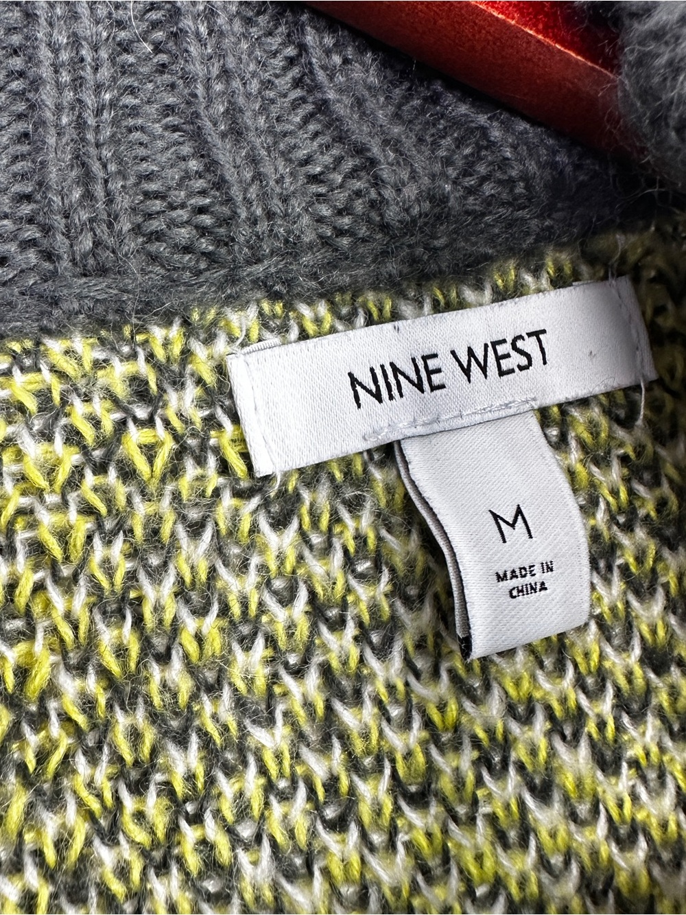 Nine West Plaid Sweater Womens Cropped Long Sleeve Preppy Yellow Medium Striped - Picture 2 of 10